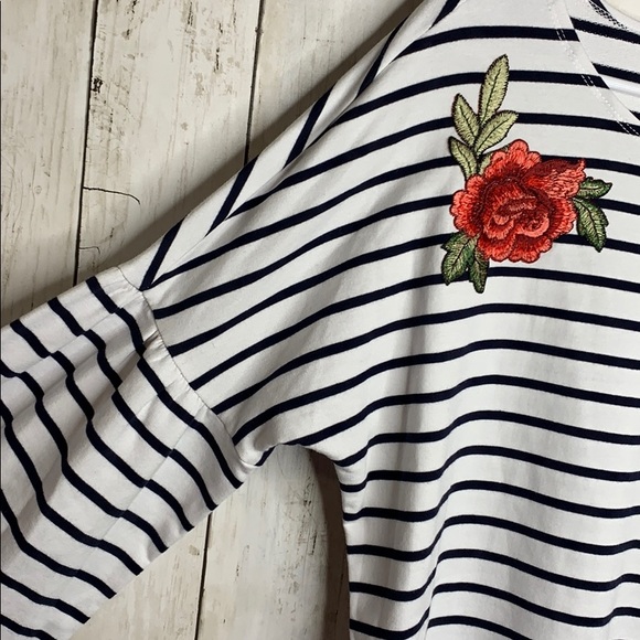 NWT Fever striped embroidered flower flare sleeve - Picture 5 of 11